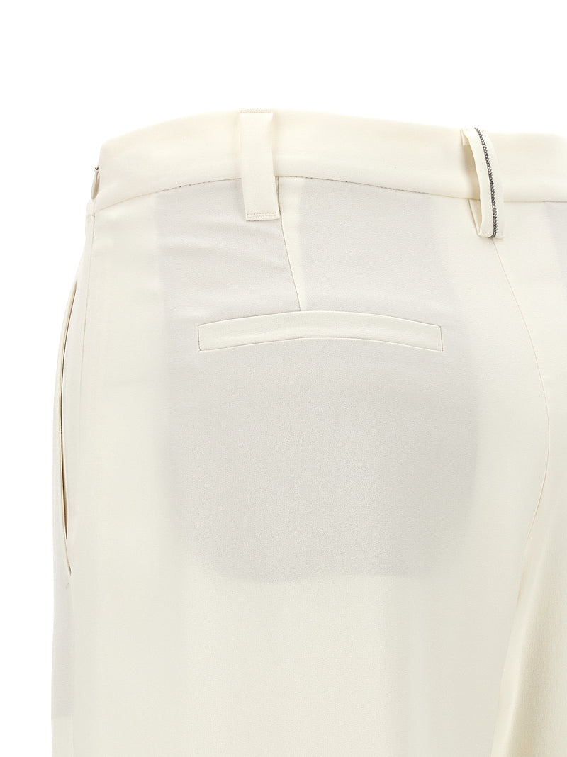 Brunello Cucinelli White Silk Casual Pants