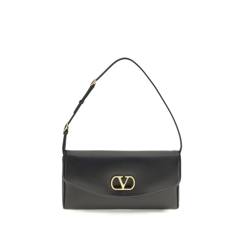 Valentino Garavani Black Calf Leather Bos Taurus Shoulder Bag
