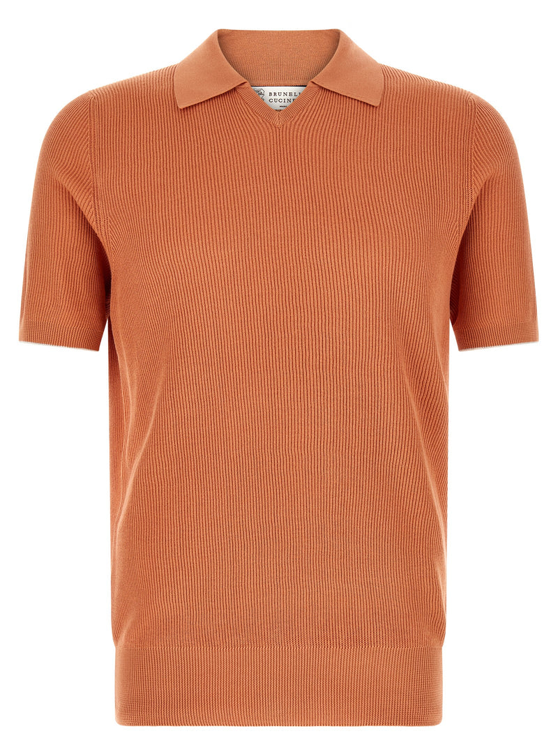 Brunello Cucinelli Orange Cotton Polo Shirt