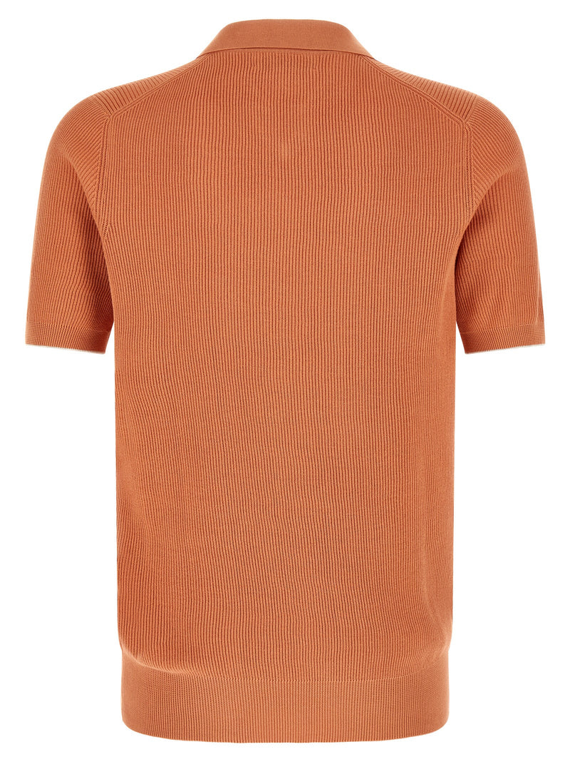 Brunello Cucinelli Orange Cotton Polo Shirt