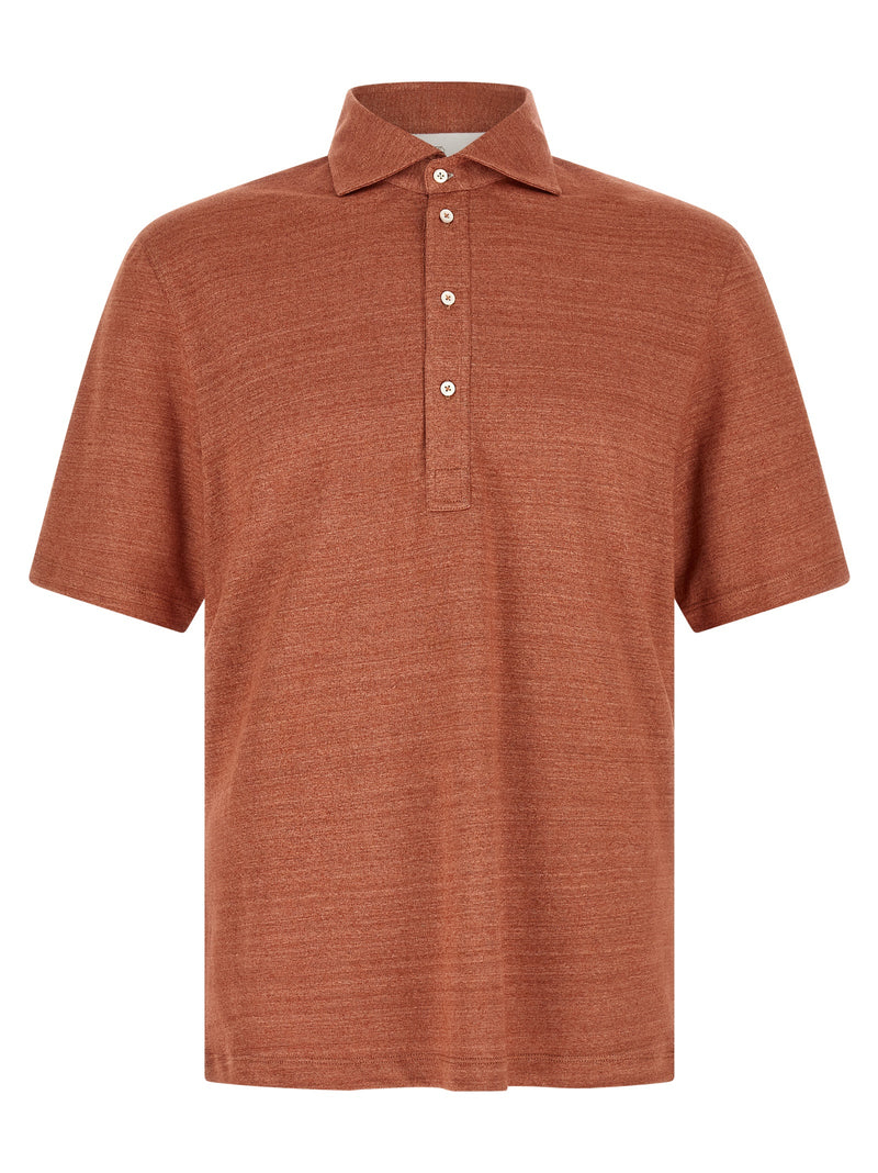 Brunello Cucinelli Orange Linen Polo Shirt
