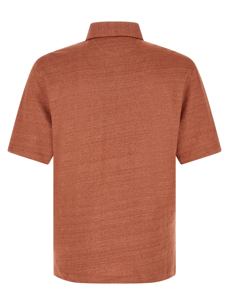 Brunello Cucinelli Orange Linen Polo Shirt