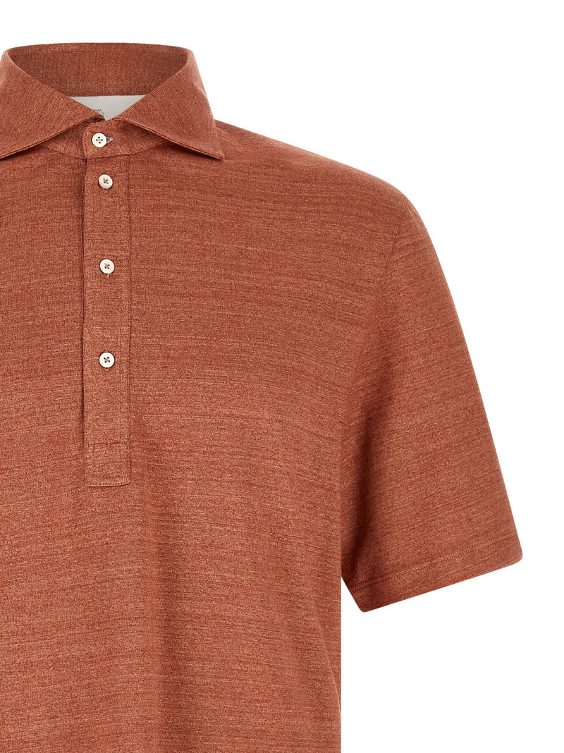 Brunello Cucinelli Orange Linen Polo Shirt