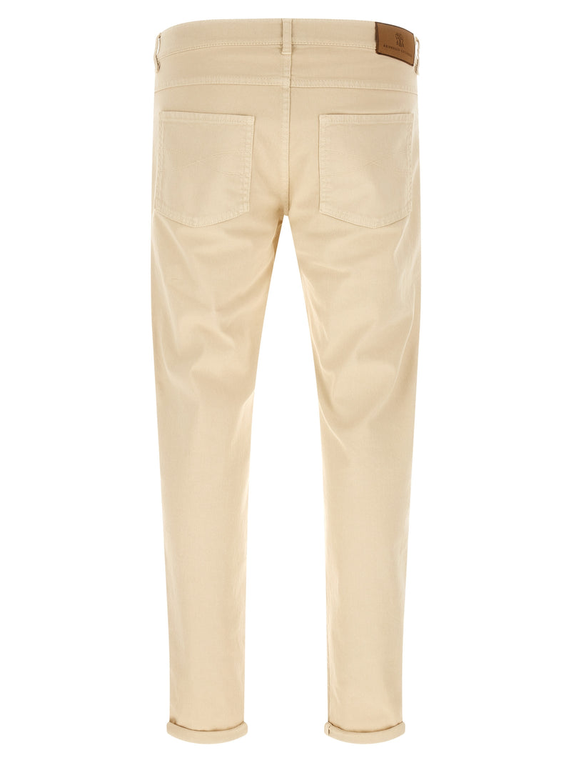Brunello Cucinelli Beige Cotton Straight-Leg Jeans