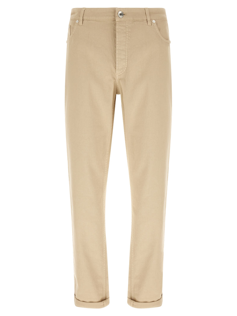 Brunello Cucinelli Beige Cotton Tapered Jeans
