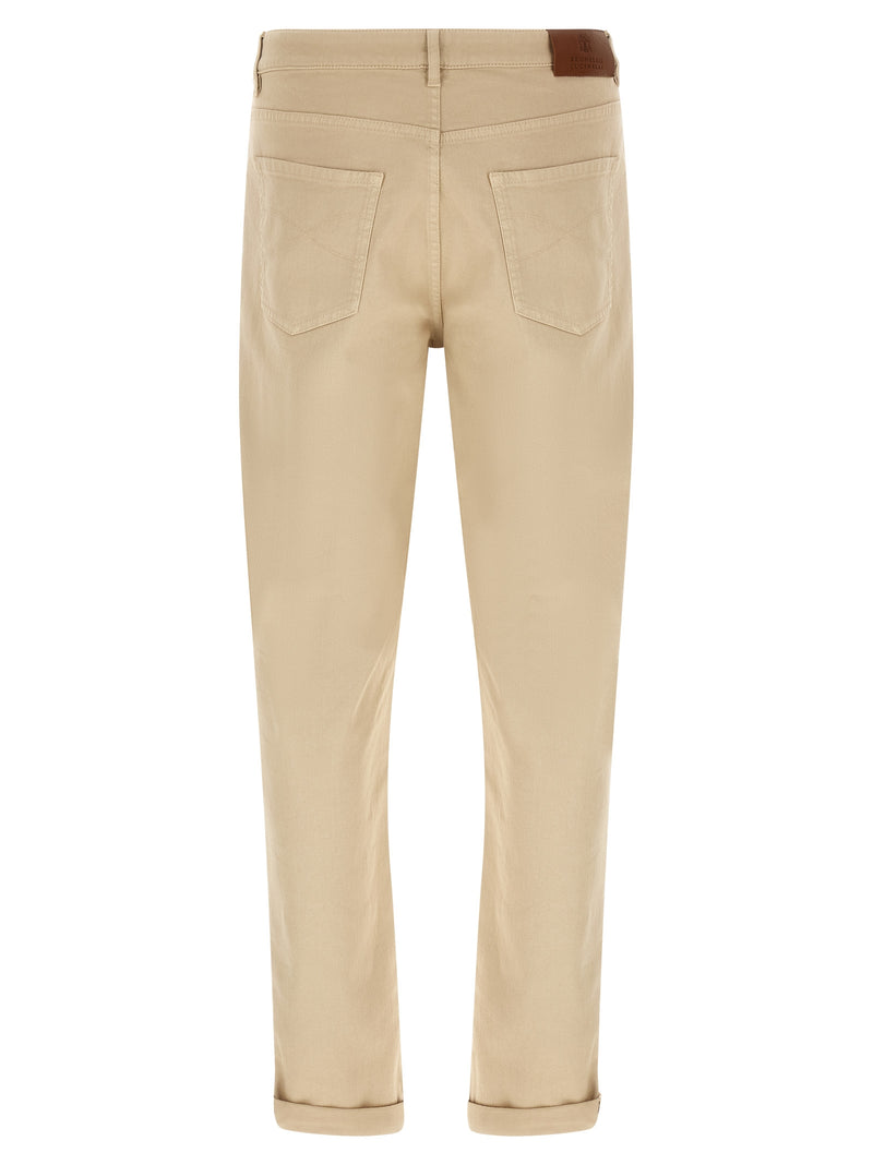Brunello Cucinelli Beige Cotton Tapered Jeans