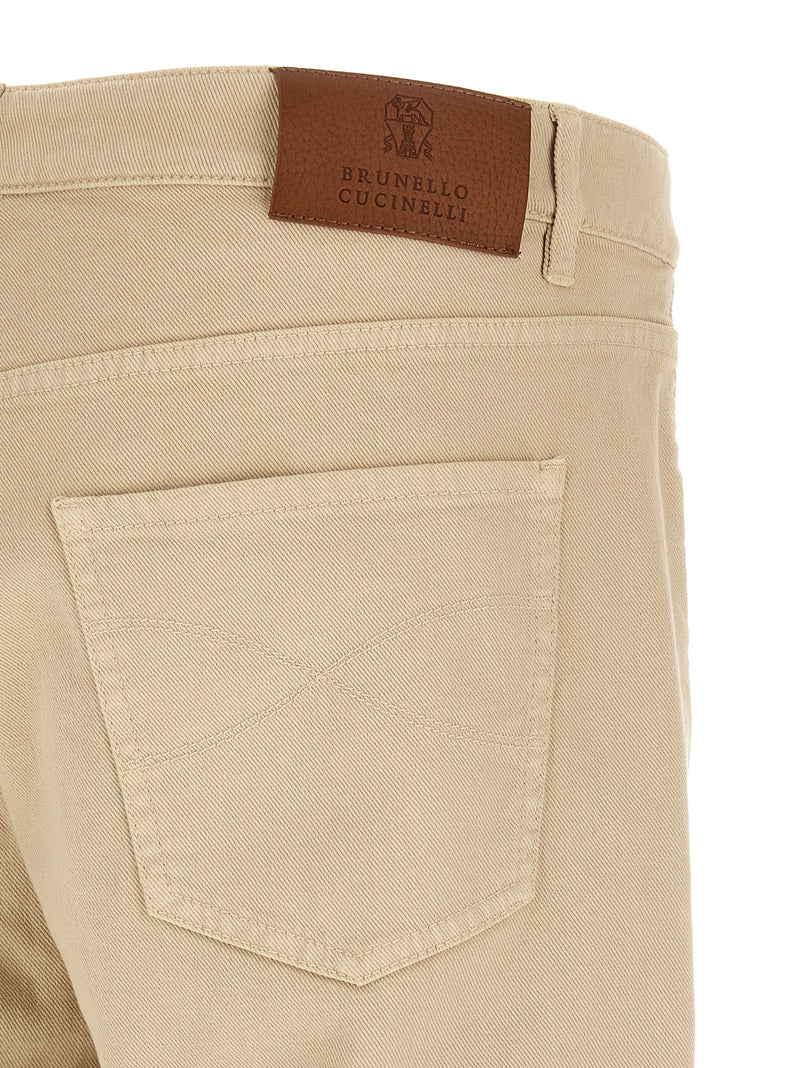 Brunello Cucinelli Beige Cotton Tapered Jeans