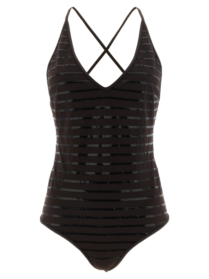 Brunello Cucinelli Brown Polyamide One-Piece Swimsuit