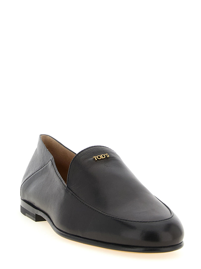 Tod's Black Lamb Leather Slip-On Loafers