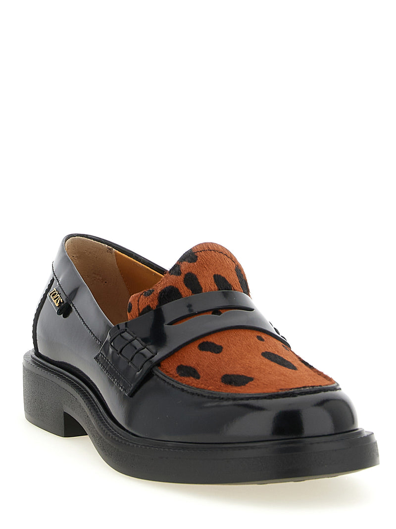 Tod's Black Calfskin Slip-On Loafers
