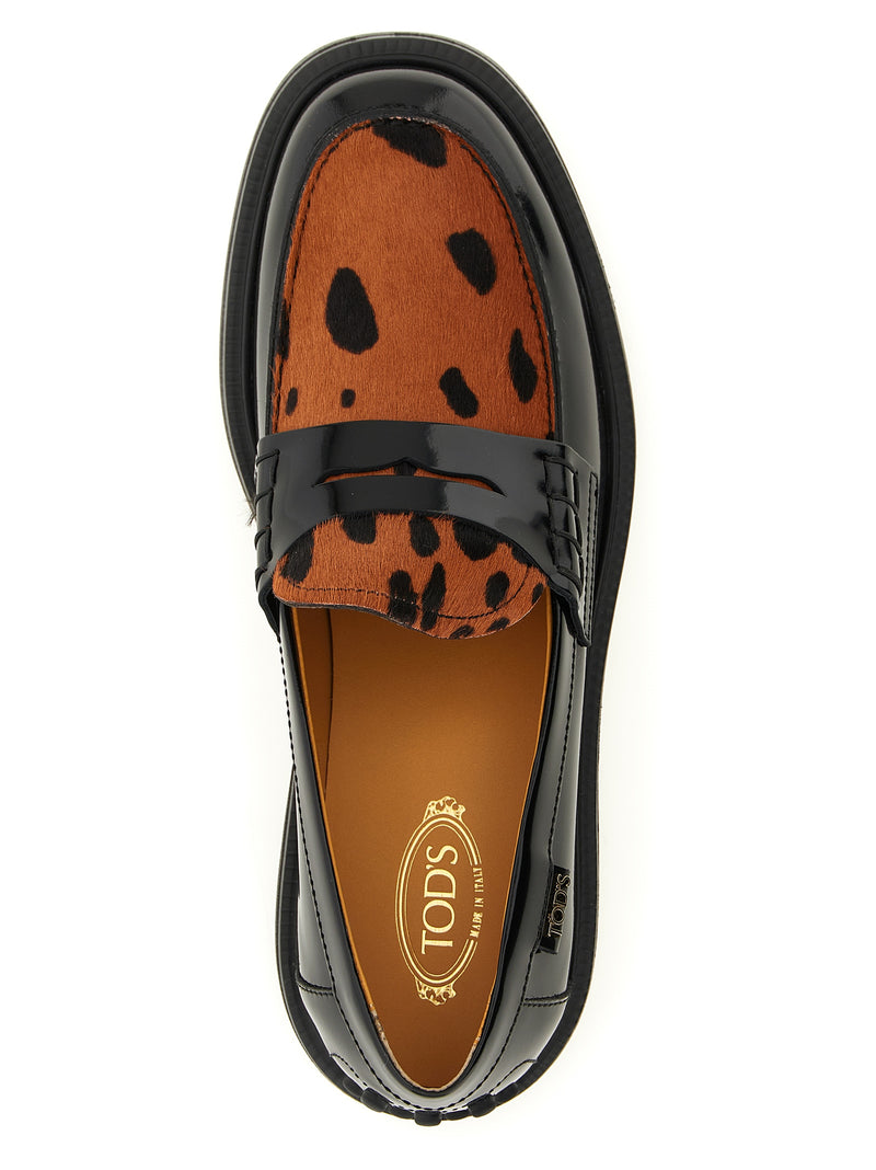 Tod's Black Calfskin Slip-On Loafers