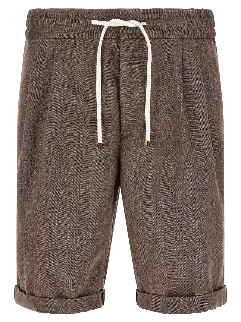 Brunello Cucinelli Brown Linen Bermuda Shorts