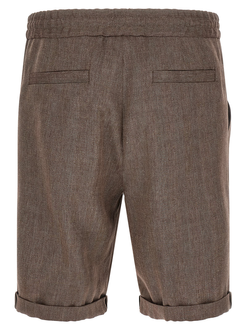 Brunello Cucinelli Brown Linen Bermuda Shorts