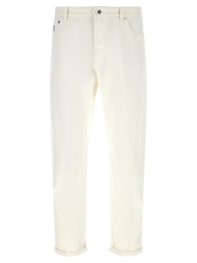 Brunello Cucinelli White Cotton Cropped Jeans