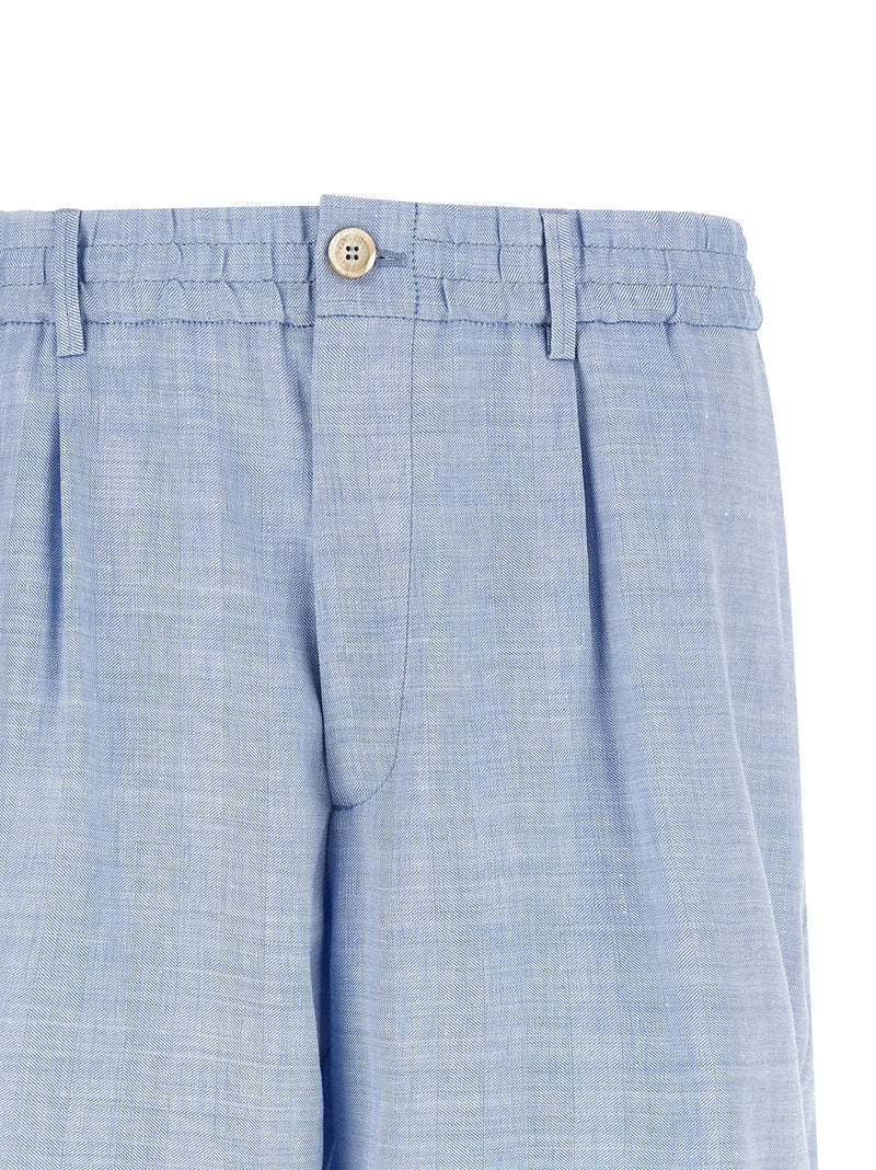 Brunello Cucinelli Blue Linen Bermuda Shorts