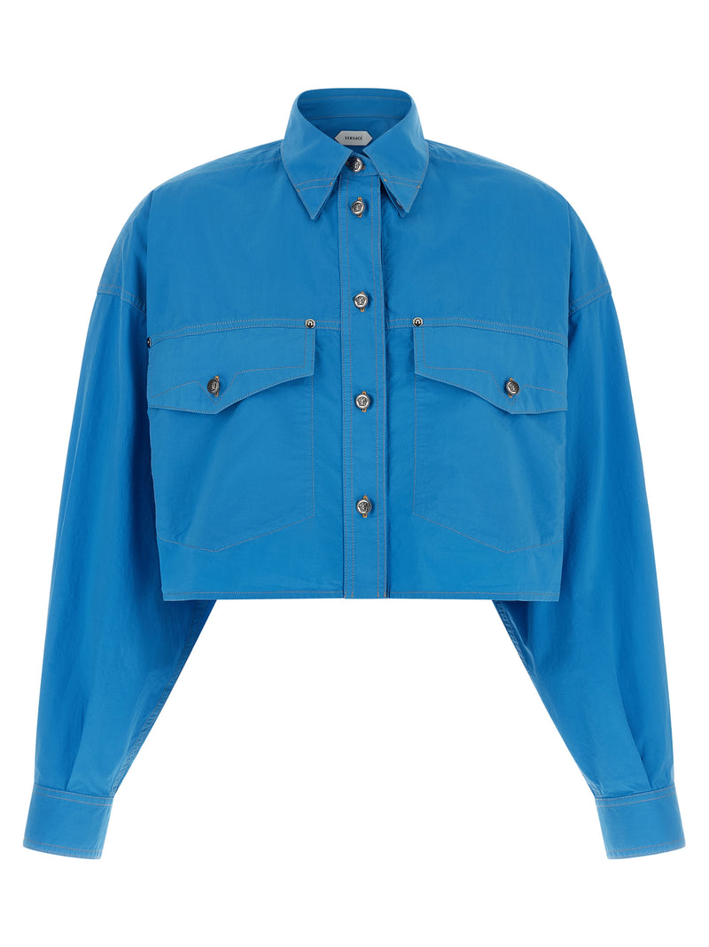Versace Blue Cotton Blouse