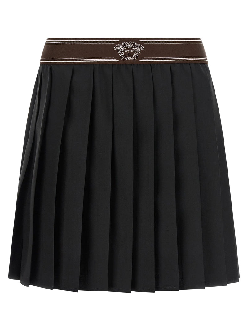 Versace Black Wool Long Skirt