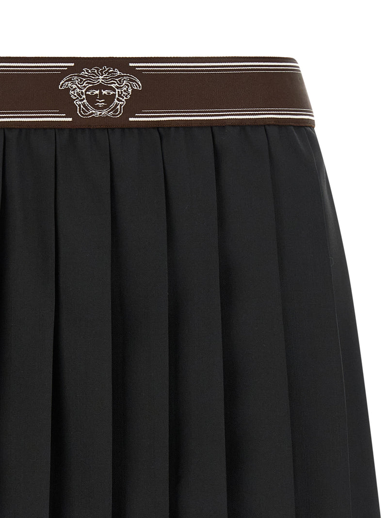 Versace Black Wool Long Skirt