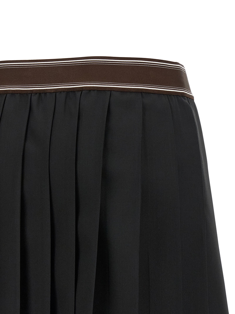 Versace Black Wool Long Skirt