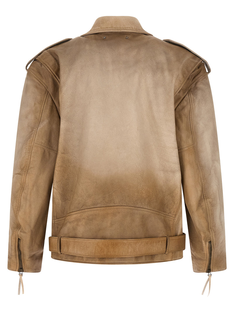 Golden Goose Beige Buffalo Leather Leather Jacket