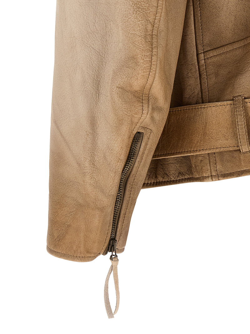 Golden Goose Beige Buffalo Leather Leather Jacket