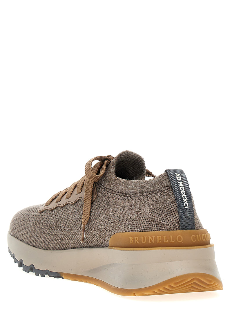 Brunello Cucinelli Gray Wool Low Top Sneakers