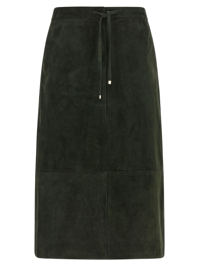'S Max Mara Bicolor Lamb Leather Midi Skirt