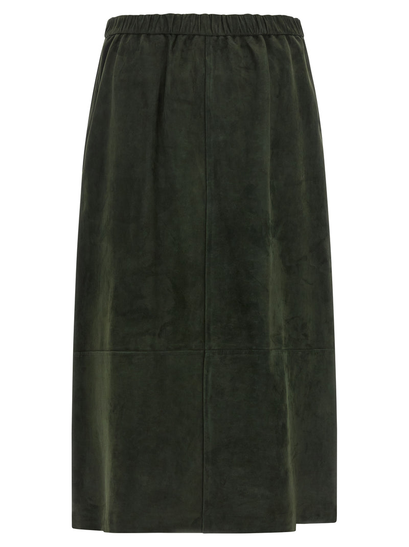 'S Max Mara Bicolor Lamb Leather Midi Skirt