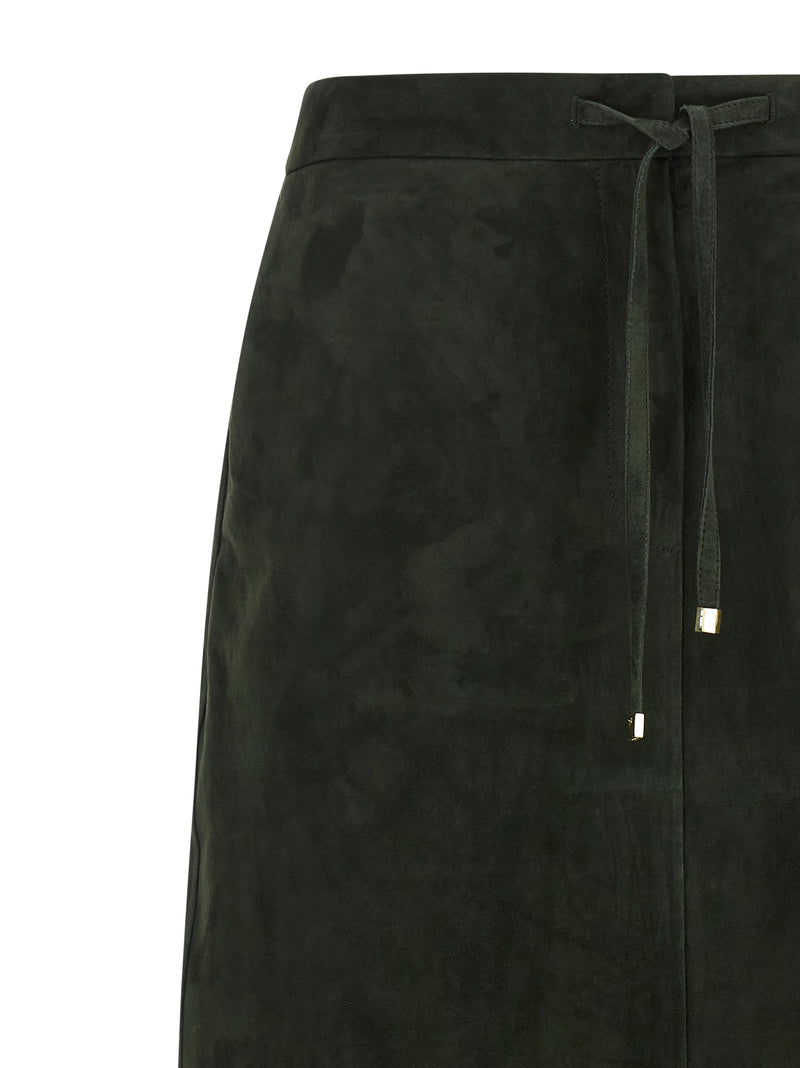 'S Max Mara Bicolor Lamb Leather Midi Skirt