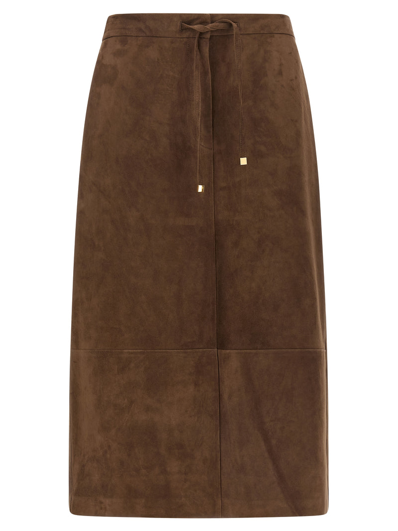 'S Max Mara Gold Lamb Leather Midi Skirt