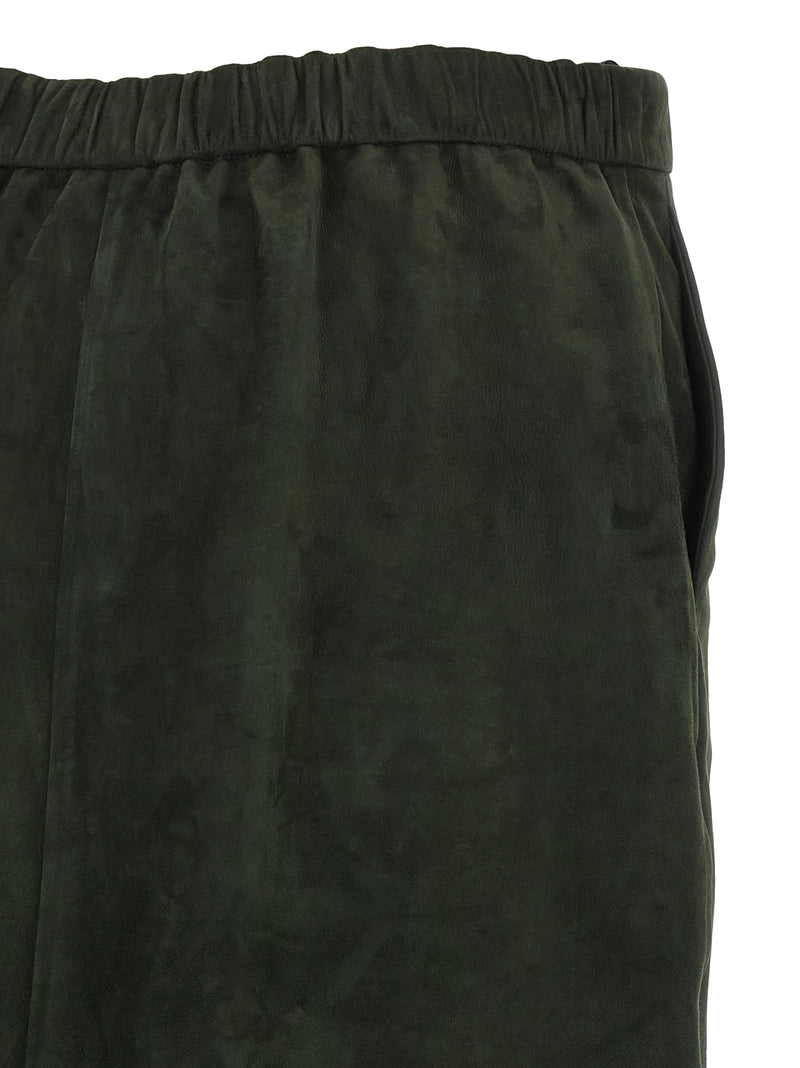 'S Max Mara Bicolor Lamb Leather Midi Skirt