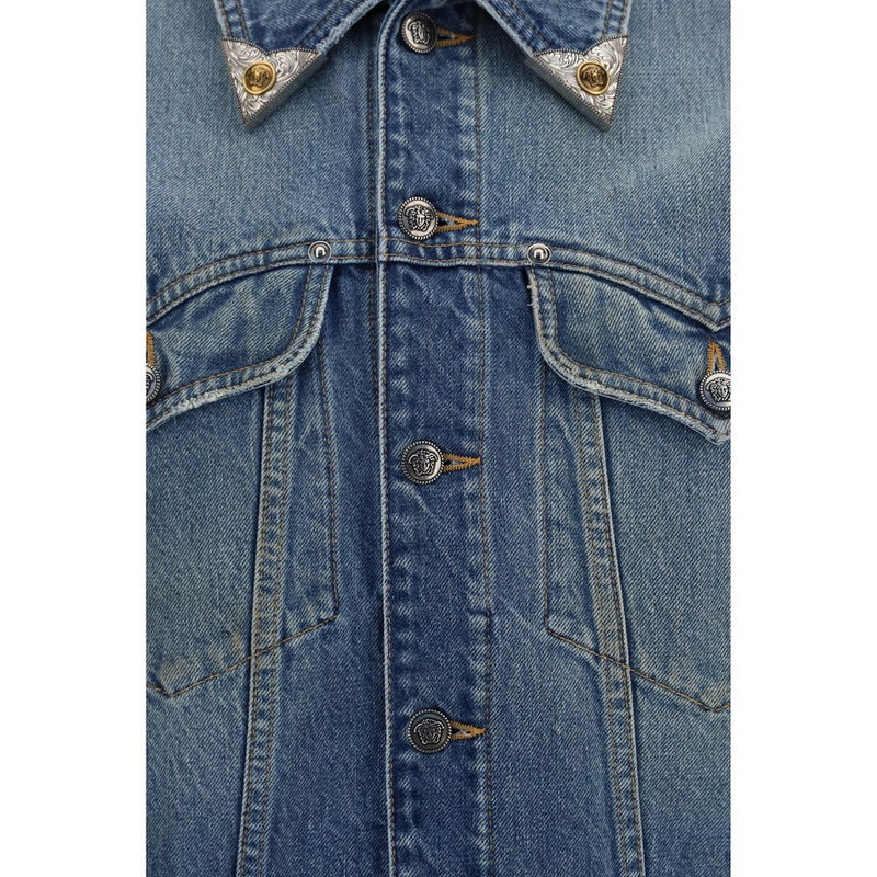 Versace Blue Cotton Denim Jacket
