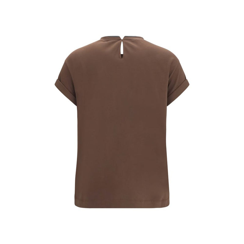 Brunello Cucinelli Brown Elastane T-Shirt
