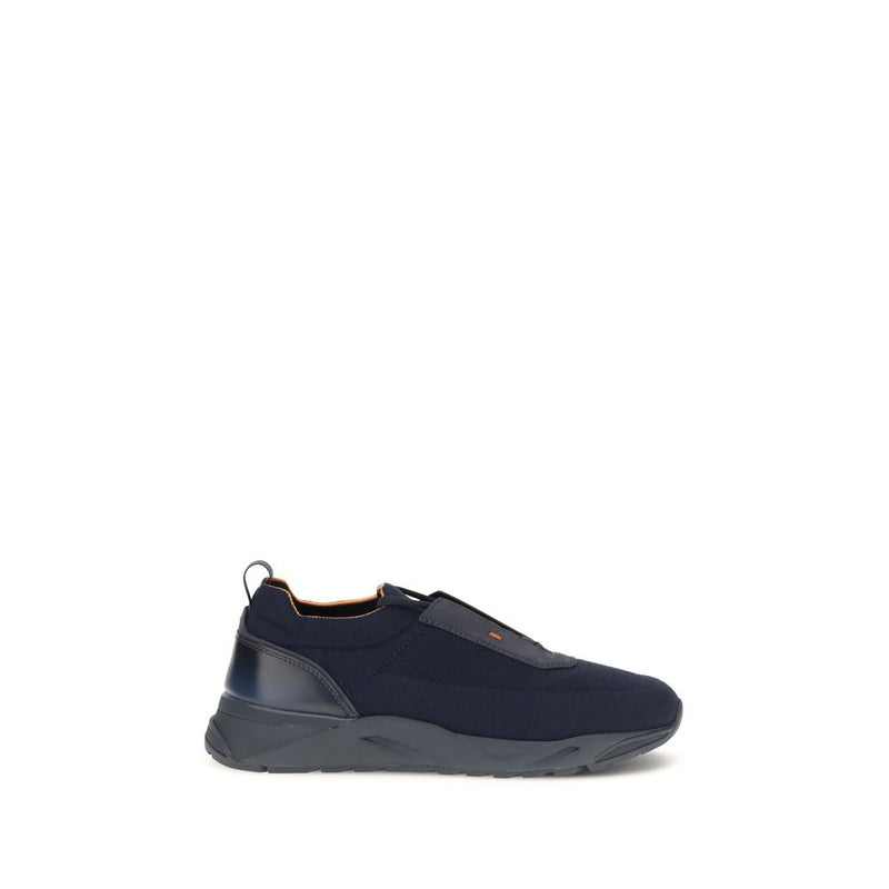 Santoni Blue Fabric Athletic Sneakers