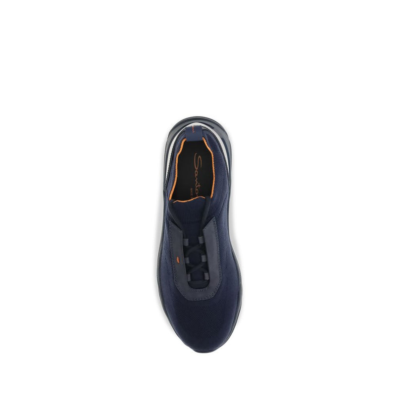 Santoni Blue Fabric Athletic Sneakers