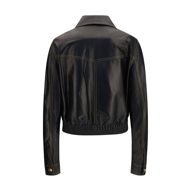 Versace Black Lamb Ovis Aries Aries Leather Jacket