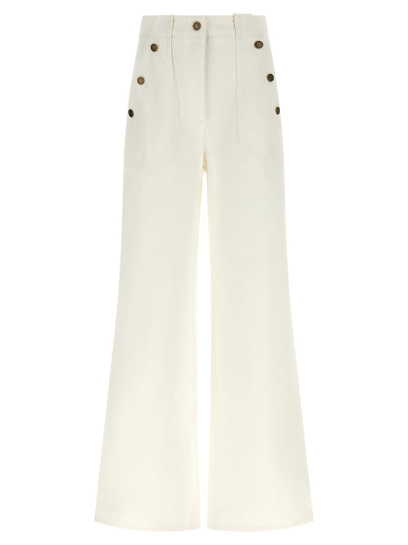 Max Mara White Cotton Flared Pants