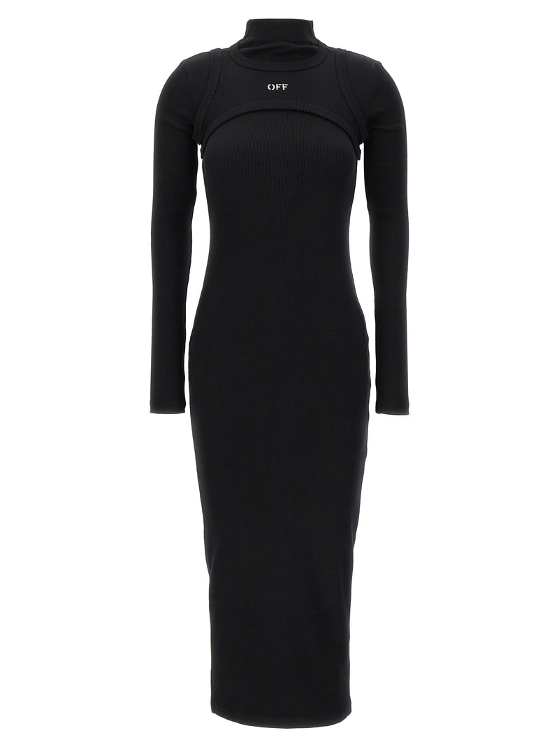 Off-White Black Cotton Midi Dress