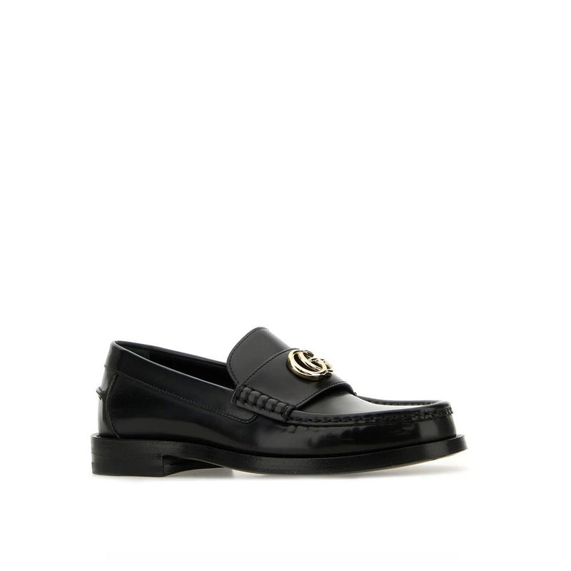 Gucci Black Leather Slip-On Loafers