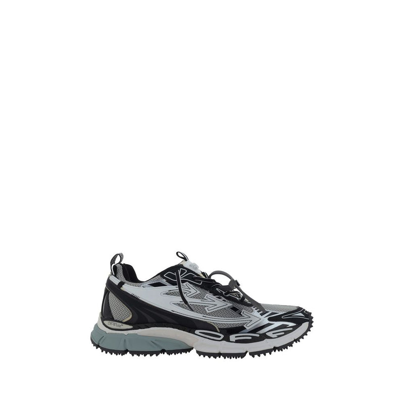 Off-White Gray Polyurethane Athletic Sneakers