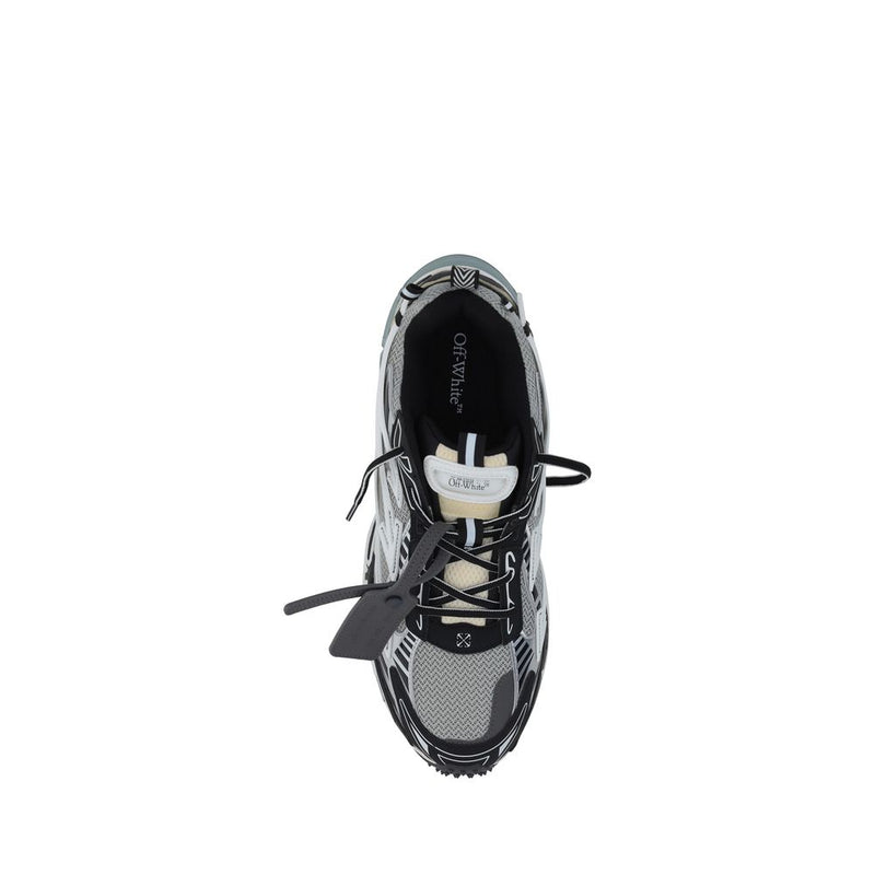 Off-White Gray Polyurethane Athletic Sneakers