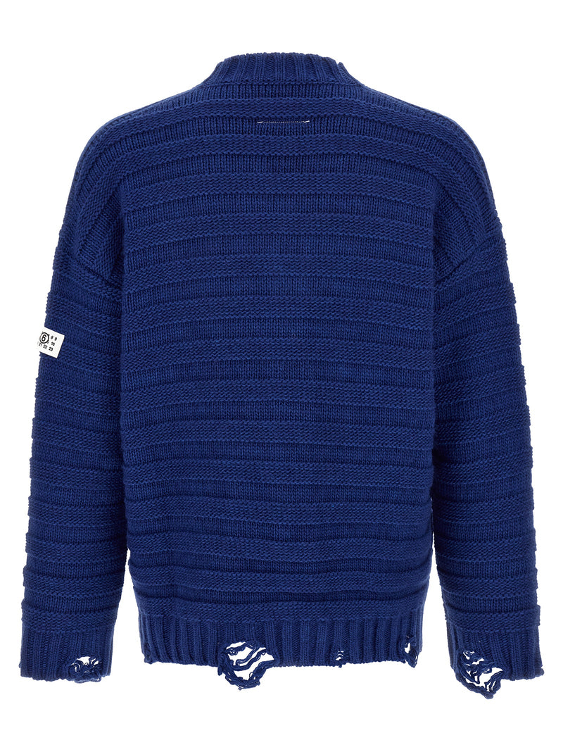 MM6 Maison Margiela Blue Virgin Wool Cardigan