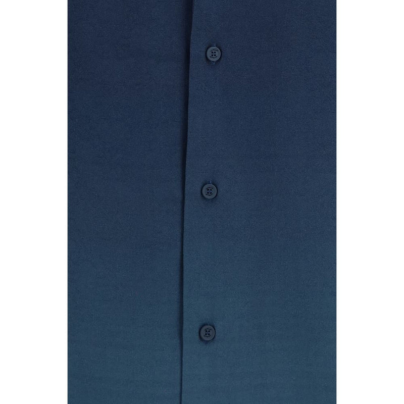 Off-White Blue Viscose Pattern Shirt