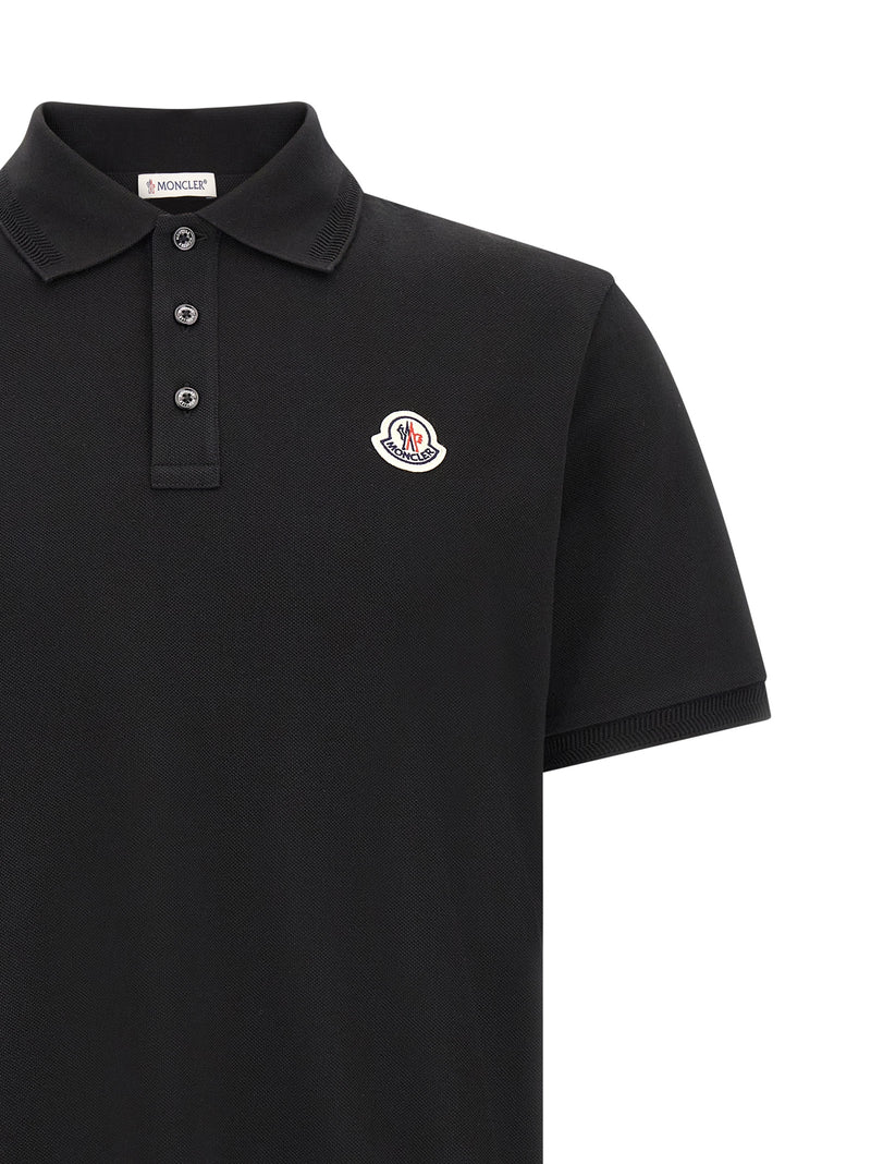 Moncler Black Cotton Polo Shirt