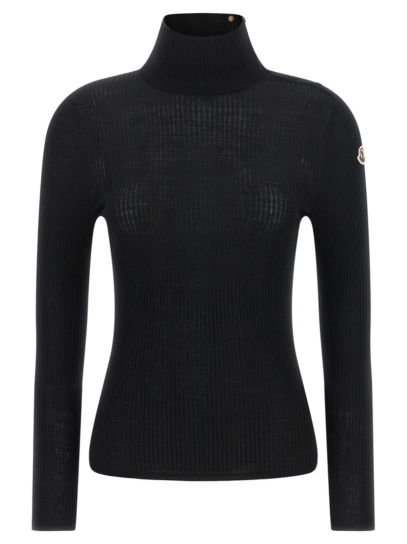 Moncler Black Virgin Wool Cardigan