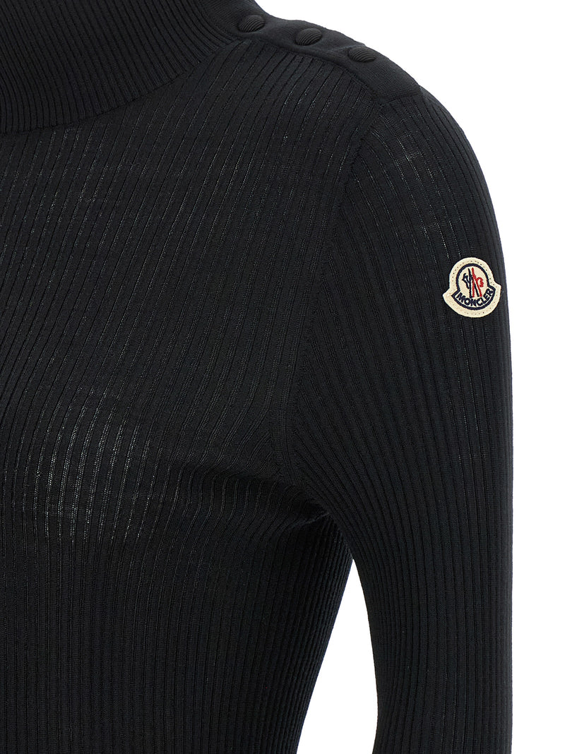 Moncler Black Virgin Wool Cardigan