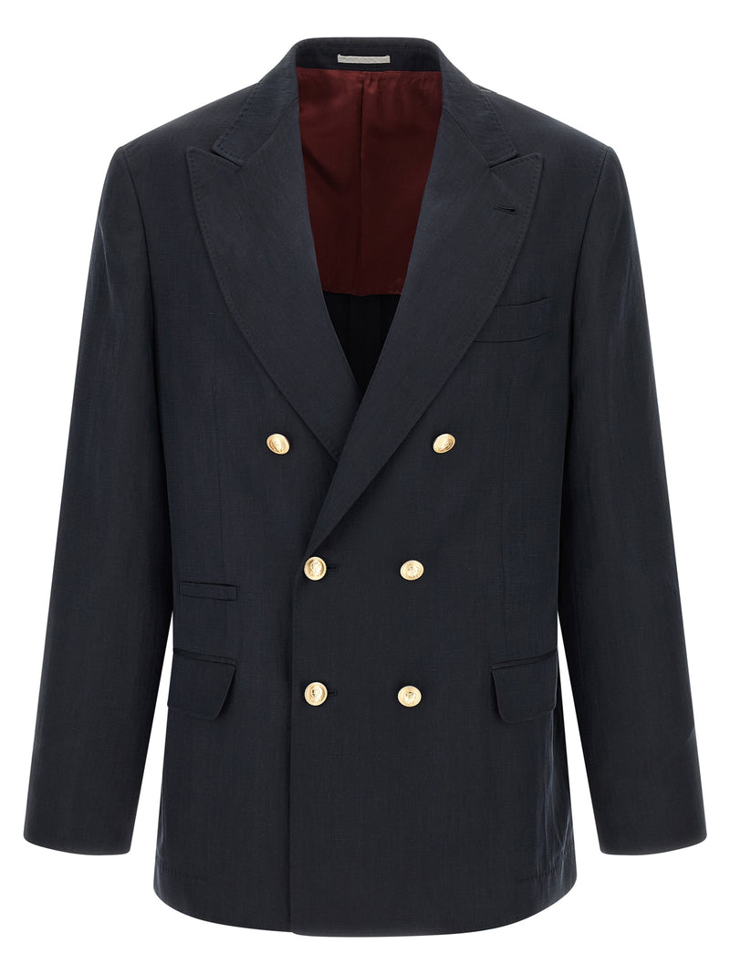 Brunello Cucinelli Blue Silk Blazer