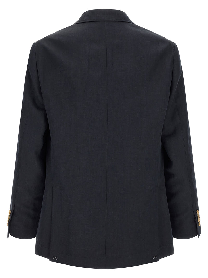 Brunello Cucinelli Blue Silk Blazer