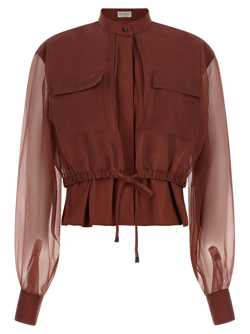 Brunello Cucinelli Brown Cotton Blouse