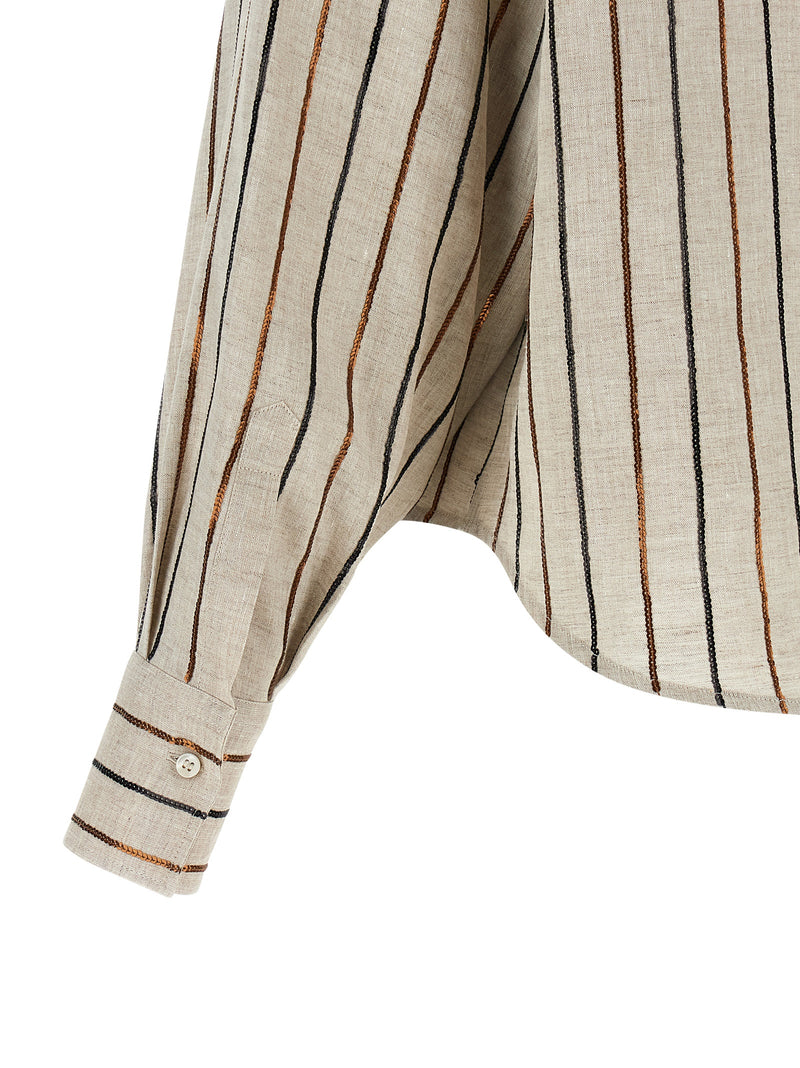 Brunello Cucinelli Beige Linen Blouse